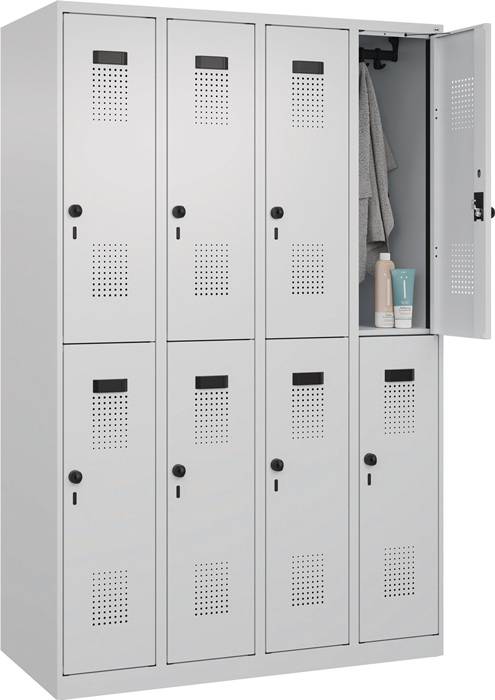 Garderobenschrank Evolo PLUS Bodengleiter 1200mm lichtgrau/lichtgrau 8 Abt.C+P