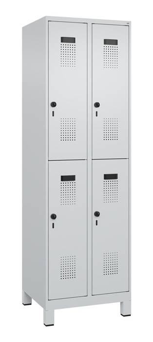 Garderobenschrank Evolo PLUS Füße 600mm lichtgrau/lichtgrau 4 Abt.C+P