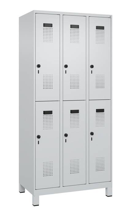 Garderobenschrank Evolo PLUS Füße 900mm lichtgrau/lichtgrau 6 Abt.C+P