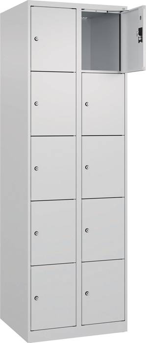 Fächerschrank H1850xB600xT500mm Bodengleiter Anz.Fächer2x5 lichtgrau/lichtgrau