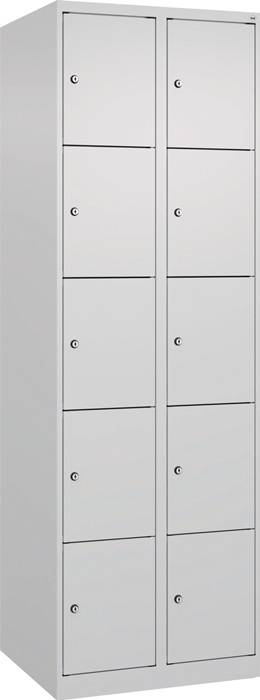 Fächerschrank H1850xB600xT500mm Bodengleiter Anz.Fächer2x5 lichtgrau/lichtgrau