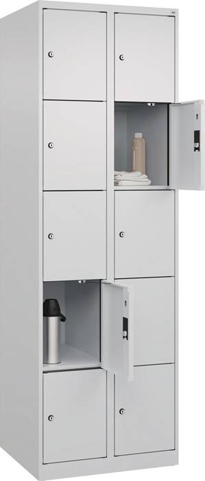 Fächerschrank H1850xB600xT500mm Bodengleiter Anz.Fächer2x5 lichtgrau/lichtgrau
