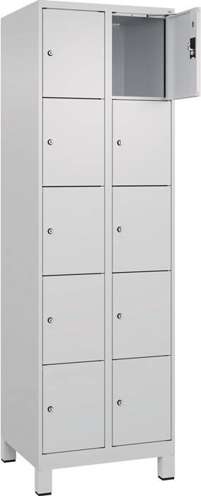 Fächerschrank Evolo PLUS 600mm Füße Anz.Fächer2x5 lichtgrau/lichtgrau