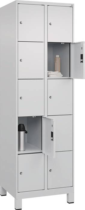 Fächerschrank Evolo PLUS 600mm Füße Anz.Fächer2x5 lichtgrau/lichtgrau