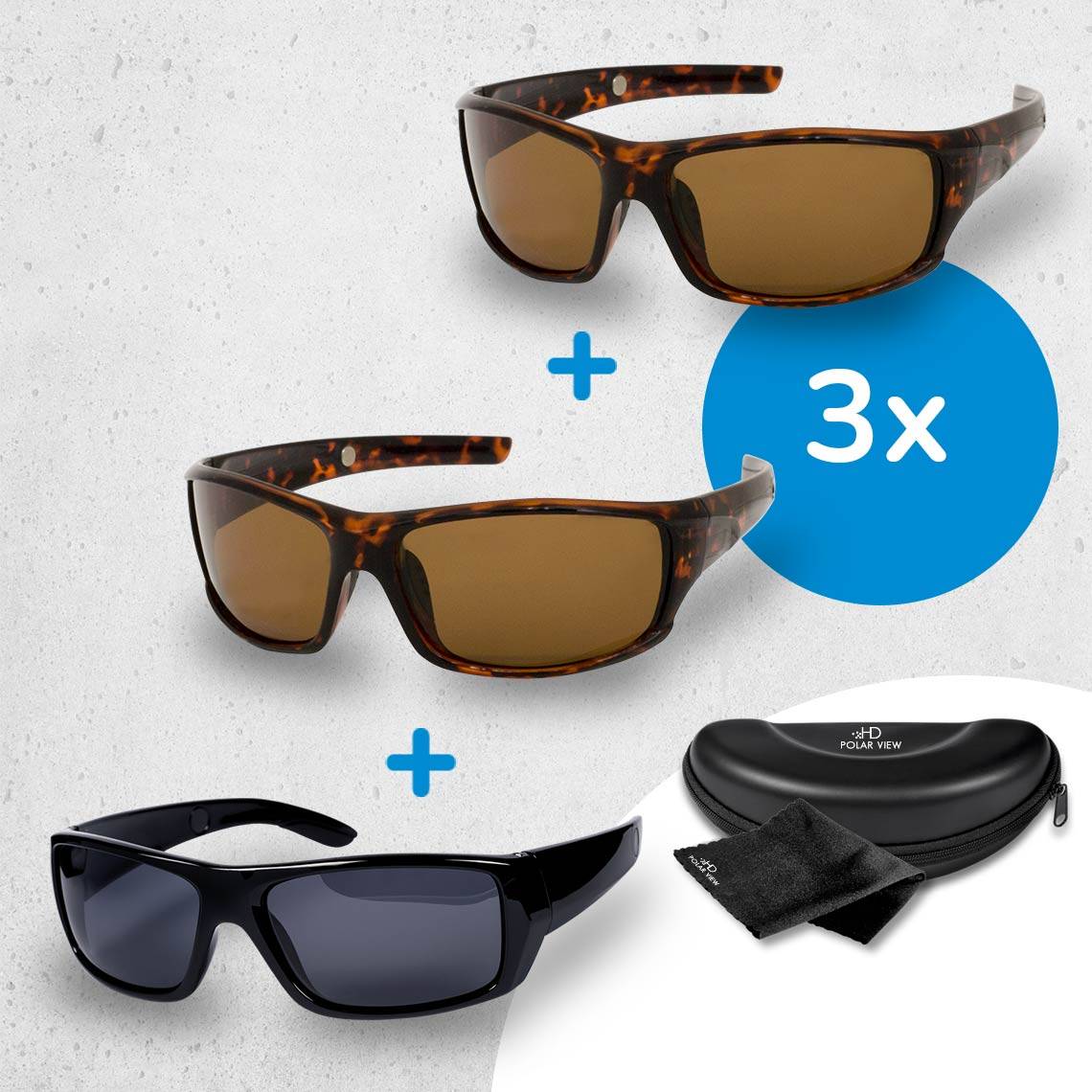 HD Polar View - polarisierte Sonnenbrille - Damen & Herren - Sportbrille - Brillen Set braun - Fahrerbrille mit UV400 Schutz - Unisex