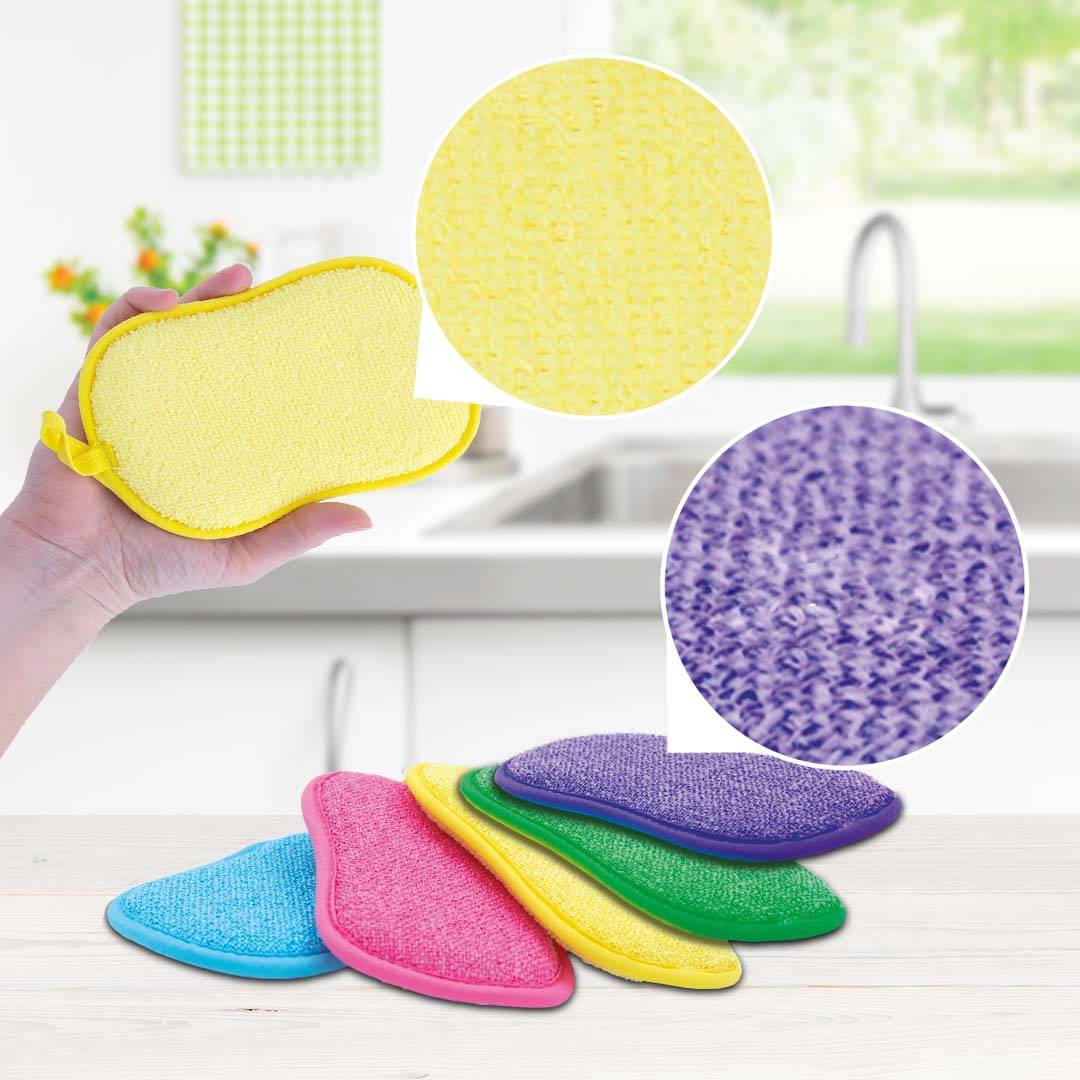 Livington DuoSponge Set - 5 Stück - 2-fach Schwamm für kratzfreie Reinigung - reinigt & poliert - Reinigungsschwamm - Schwammtücher - Nass & Trocke