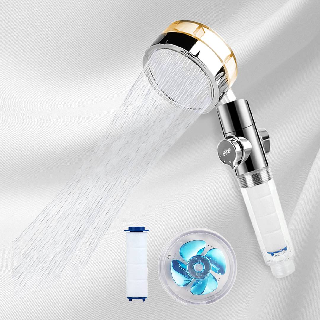Aquadon EcoTornado Blau - Wassersparender & druckerhöhender Duschkopf - 360° rotierende Handbrause - Duschbrause mit Antikalk-Funktion - schützt Ha