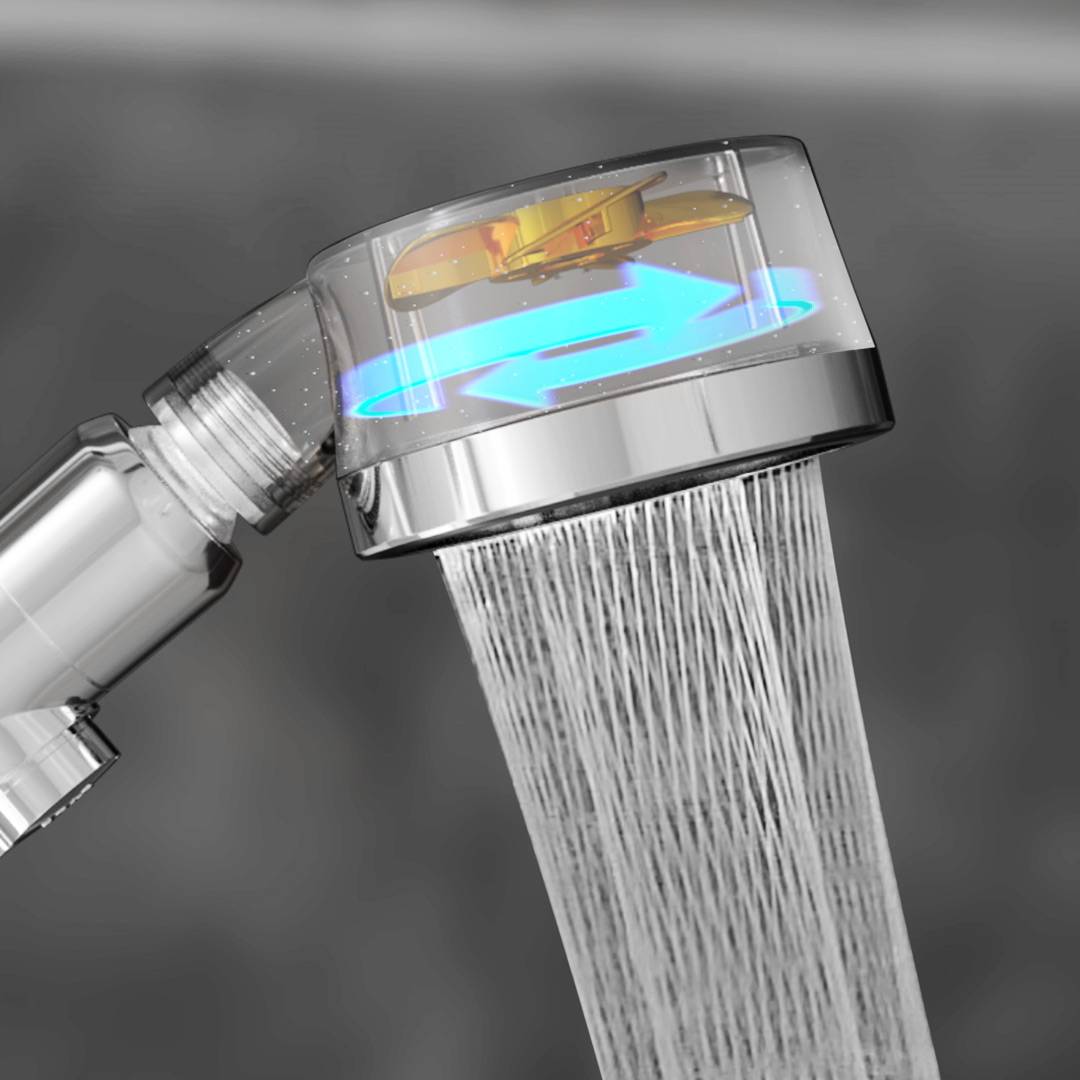 Aquadon EcoTornado Blau - Wassersparender & druckerhöhender Duschkopf - 360° rotierende Handbrause - Duschbrause mit Antikalk-Funktion - schützt Ha