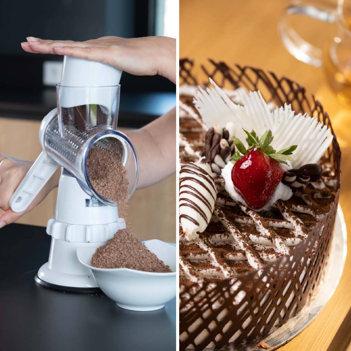 LIVINGTON Sumo Slicer Rot - Trommelreibe zum Raspeln, Schneiden, Reiben - Reibe- Gemüsehobel - Gemüseschneider für Zucchininudeln uvm.