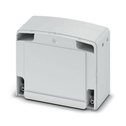 Eine weiße, rechteckige Elektroverteilerdose mit aufklappbarem Deckel, die zum Schutz von Kabelverbindungen und Installationen ausgelegt ist.