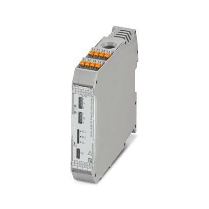 Ein kompaktes, graues Modul zur digitalen Signalisolation mit beschrifteten Anschlüssen, das für industrielle elektronische Systeme konzipiert ist.