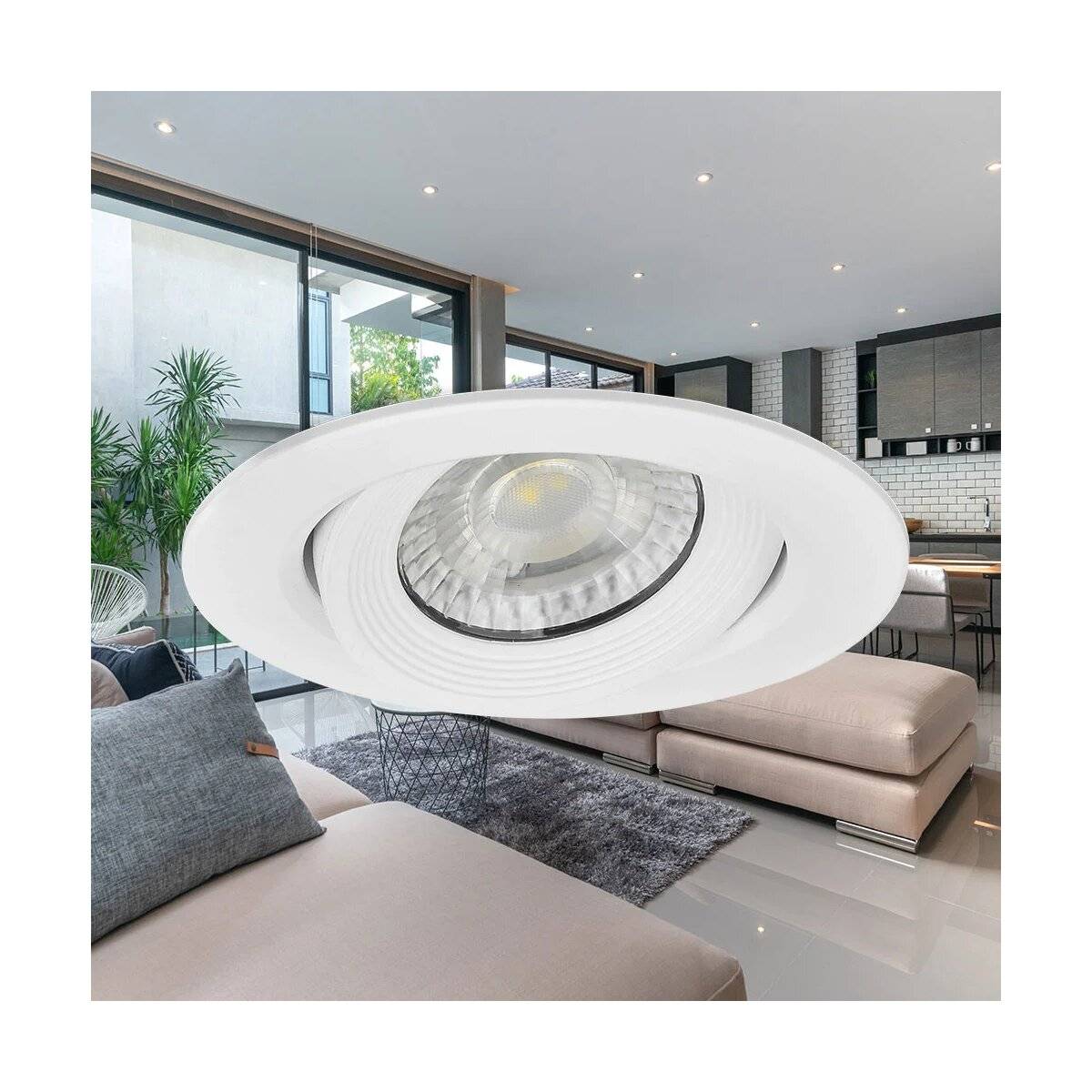 LED Einbauspot Einbaustrahler 5W rund IP40 schwenkbar Ø7,0 cm Weiß Warmweiß