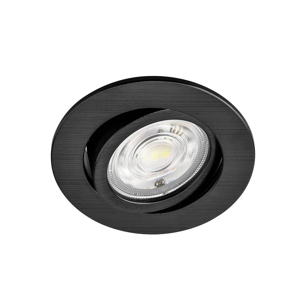 LED Einbauspot Einbaustrahler 5W rund IP40 schwenkbar Ø7,0 cm Schwarz Warmweiß