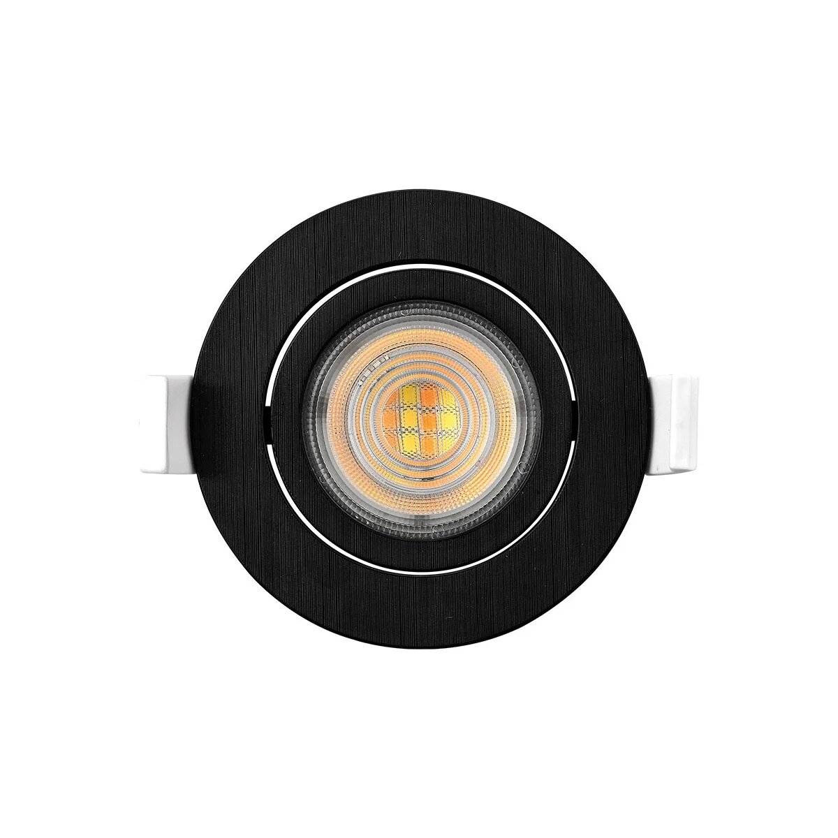 LED Einbauspot Einbaustrahler 5W rund IP40 schwenkbar Ø7,0 cm Schwarz Warmweiß
