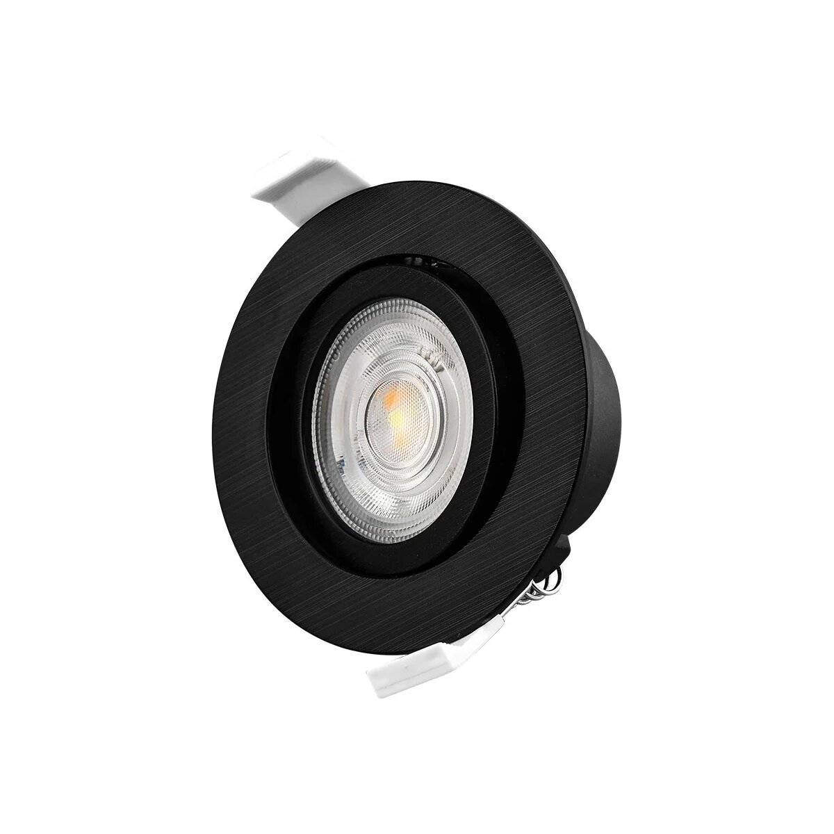 LED Einbauspot Einbaustrahler 5W rund IP40 schwenkbar Ø7,0 cm Schwarz Warmweiß