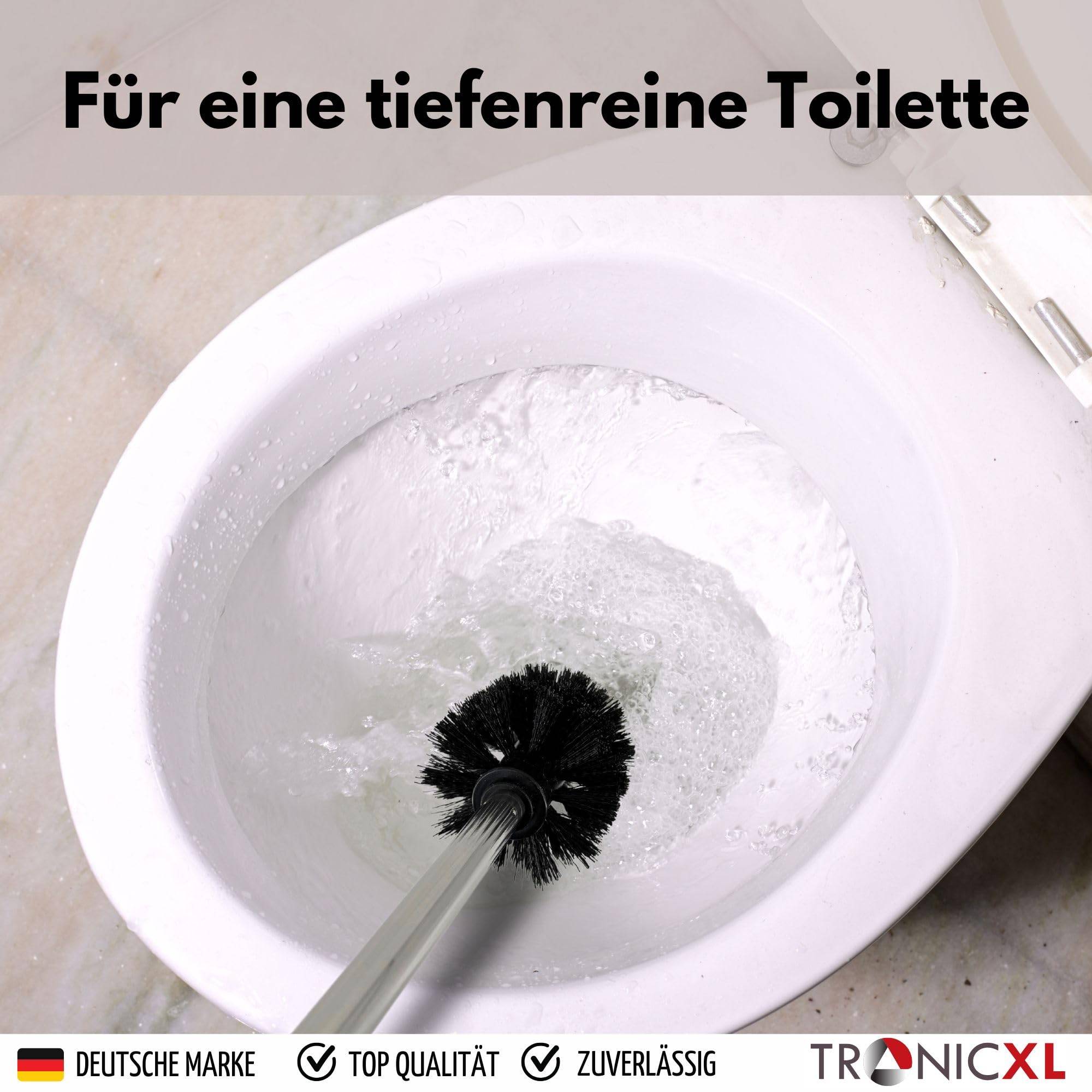 Sonderposten 30 Stück Premium Toilettenbürste mit Edelstahl Griff mit auswechselbarem Bürstenkopf lang schwarz silber WC Bürste Klobürste Toilett