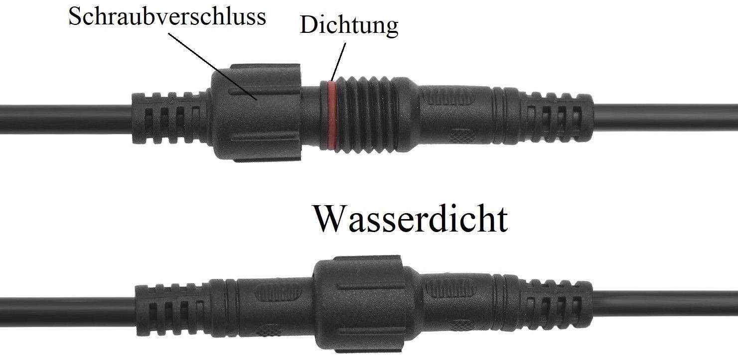 Wasserdichte Steckverbindung 2x100cm 3 Pol.