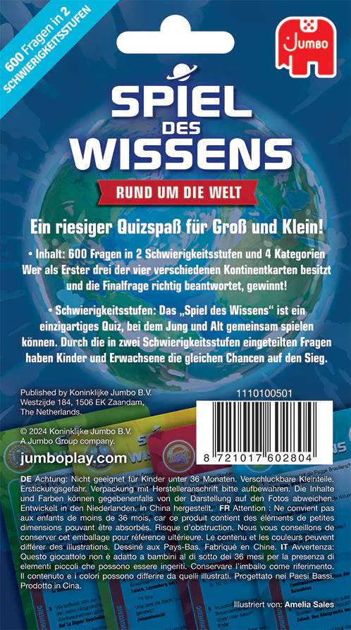 Jumbo Spiele, Spiel des Wissens Rund um die Welt, Kartenspiel, Edition 2025