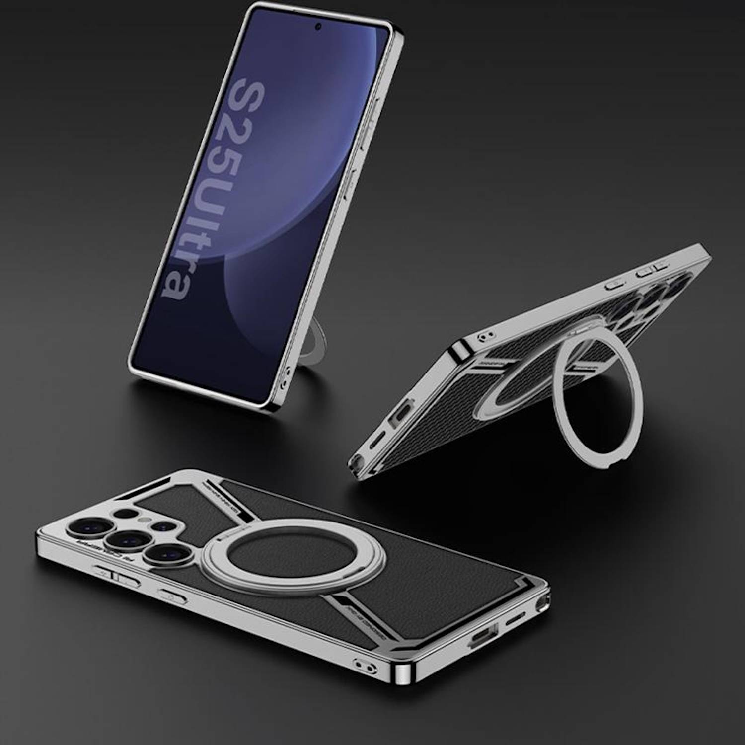 Für Samsung Galaxy S25 Ultra GKK Kunstleder MagSafe Design Schutz Hülle Schwarz