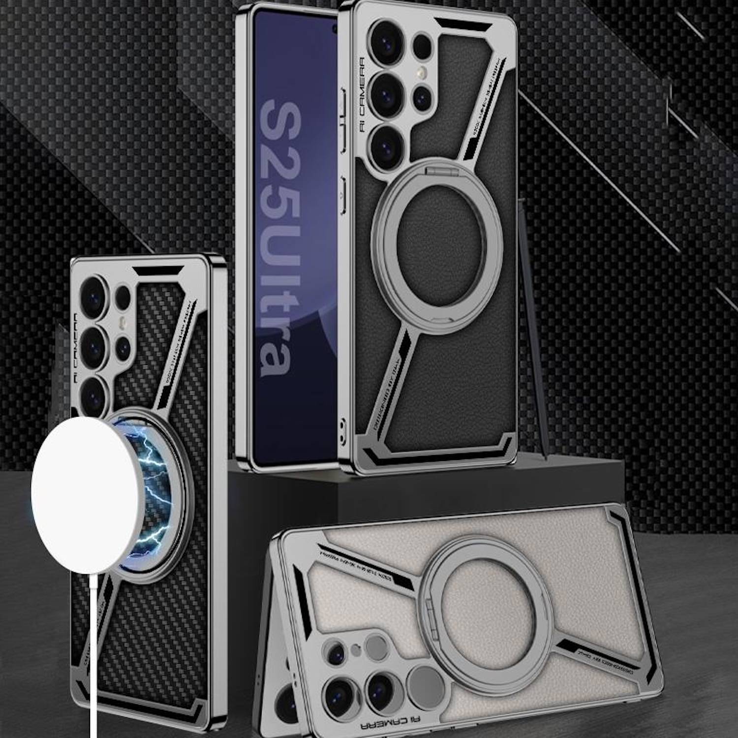 Für Samsung Galaxy S25 Ultra GKK Kunstleder MagSafe Z - Design Schutz Hülle Grau