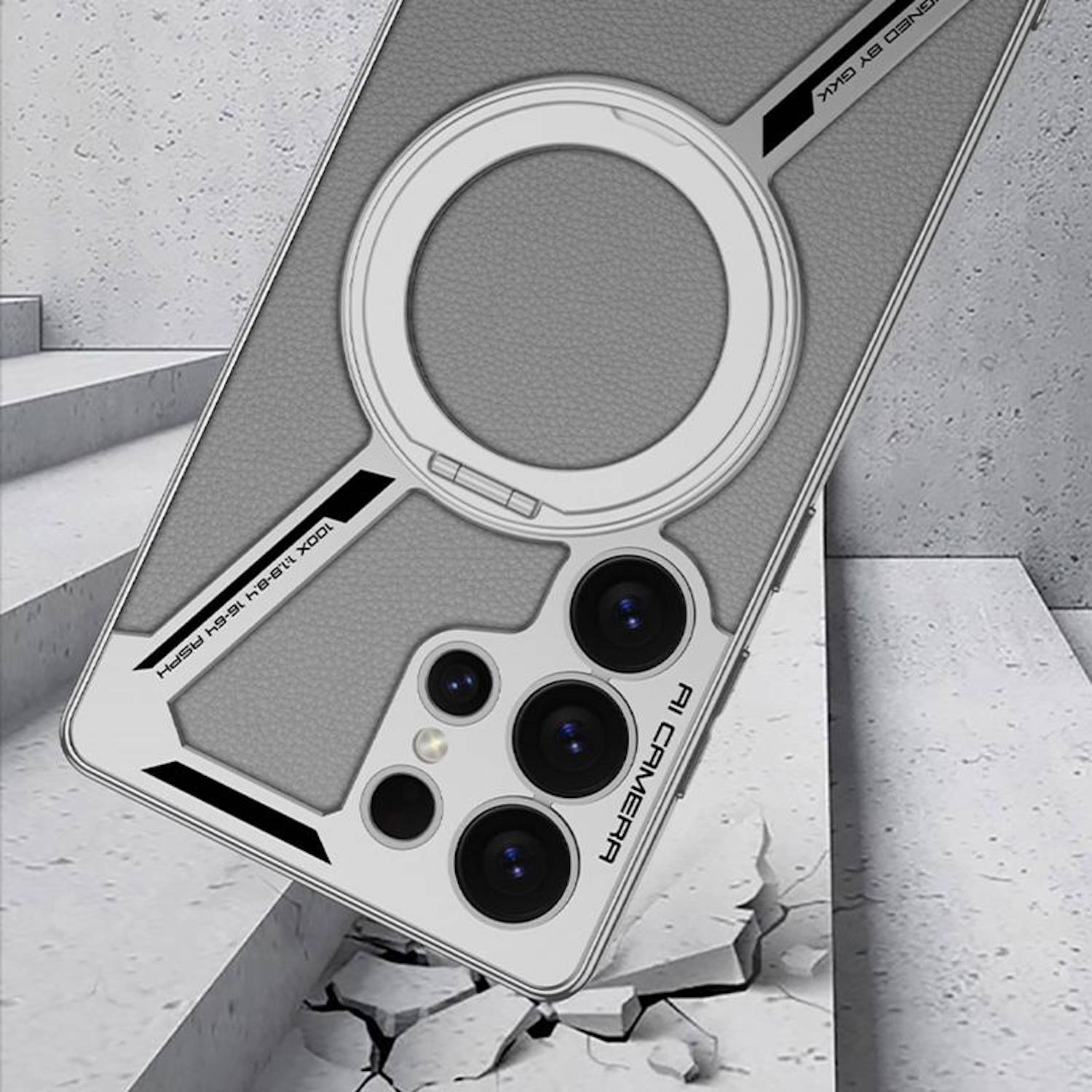 Für Samsung Galaxy S25 Ultra GKK Kunstleder MagSafe Z - Design Schutz Hülle Grau