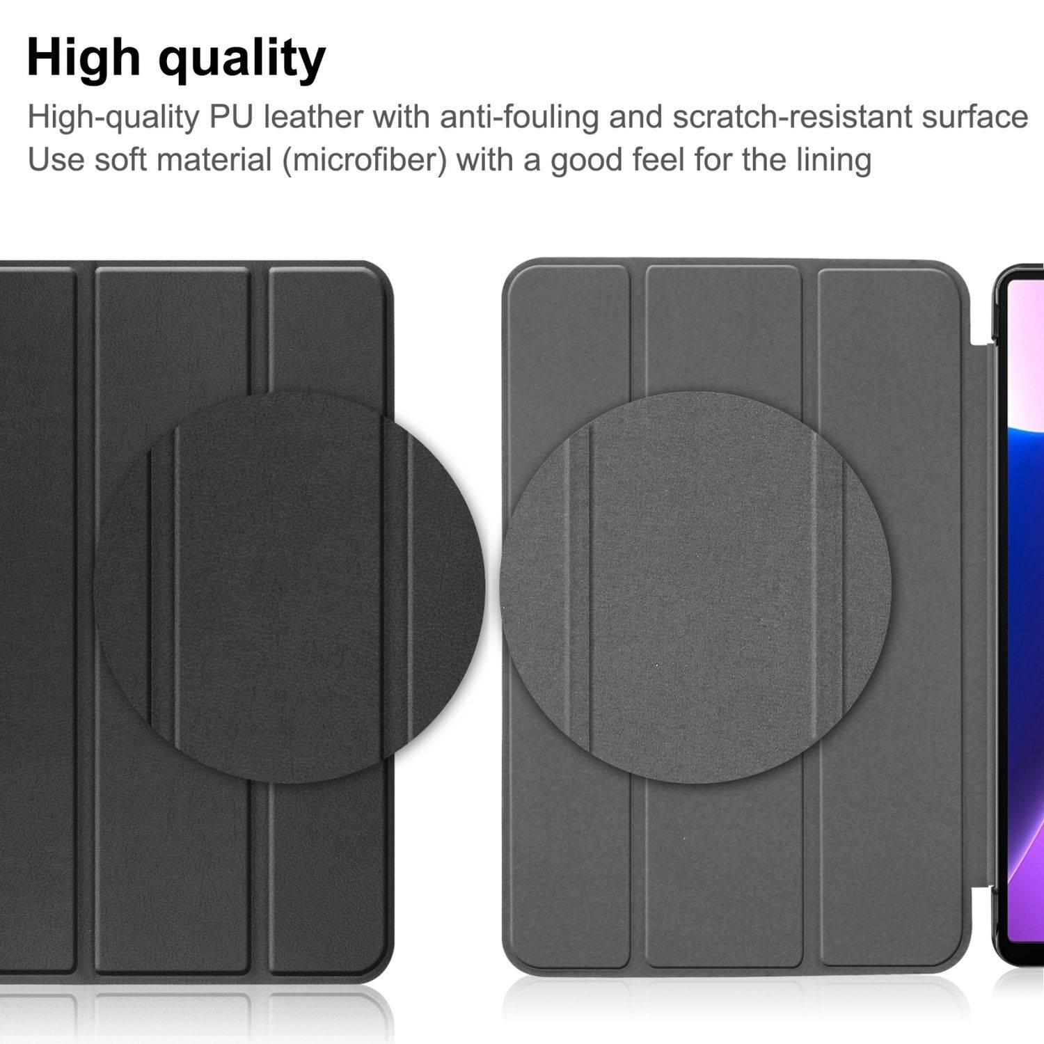 Für Lenovo Tab M10 Plus 10.3 Zoll X606F 3folt Wake UP Smart Cover Tablet Tasche Hülle Case Schwarz