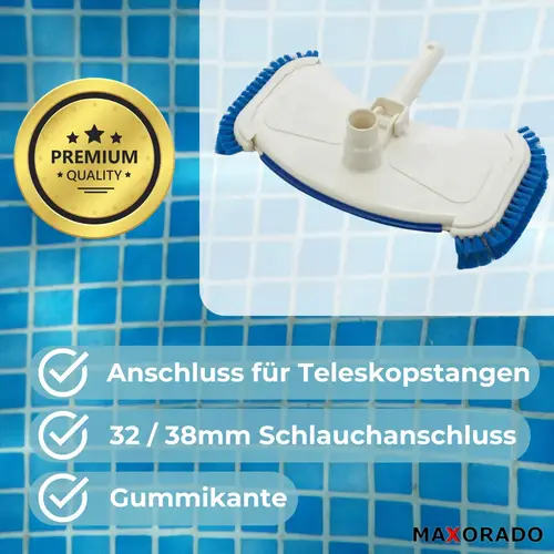 Premium Poolsauger Düse weiß Bodendüse Bodensauger Pooldüse Staubsaugerzubehör I Reinigung Zubehör Pools Schwimmbecken Premium Poolsauger Düse weiß Bodendüse Bodensauger Pooldüse Staubsaugerzubehör I Reinigung Zubehör Pools Schwimmbecken