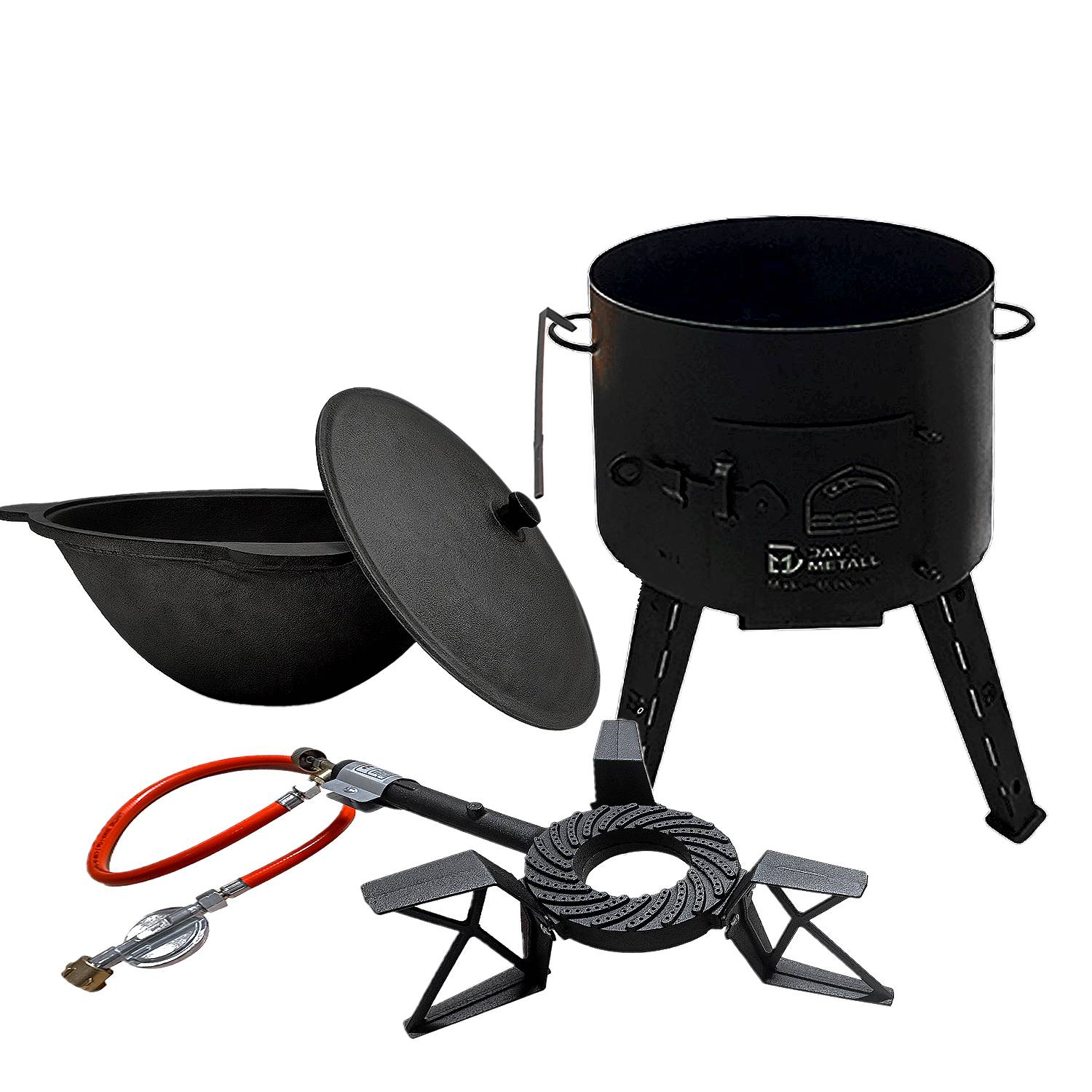 Utschak mit Kazan 16 L aus Gusseise Gasbrenner Feuerofen Set