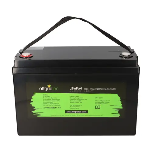 Offgridtec LifePo4 Akku 12/100 12,8V 100Ah mit BMS und Heizmatte 1280Wh Offgridtec LifePo4 Akku 12/100 12,8V 100Ah mit BMS und Heizmatte 1280Wh