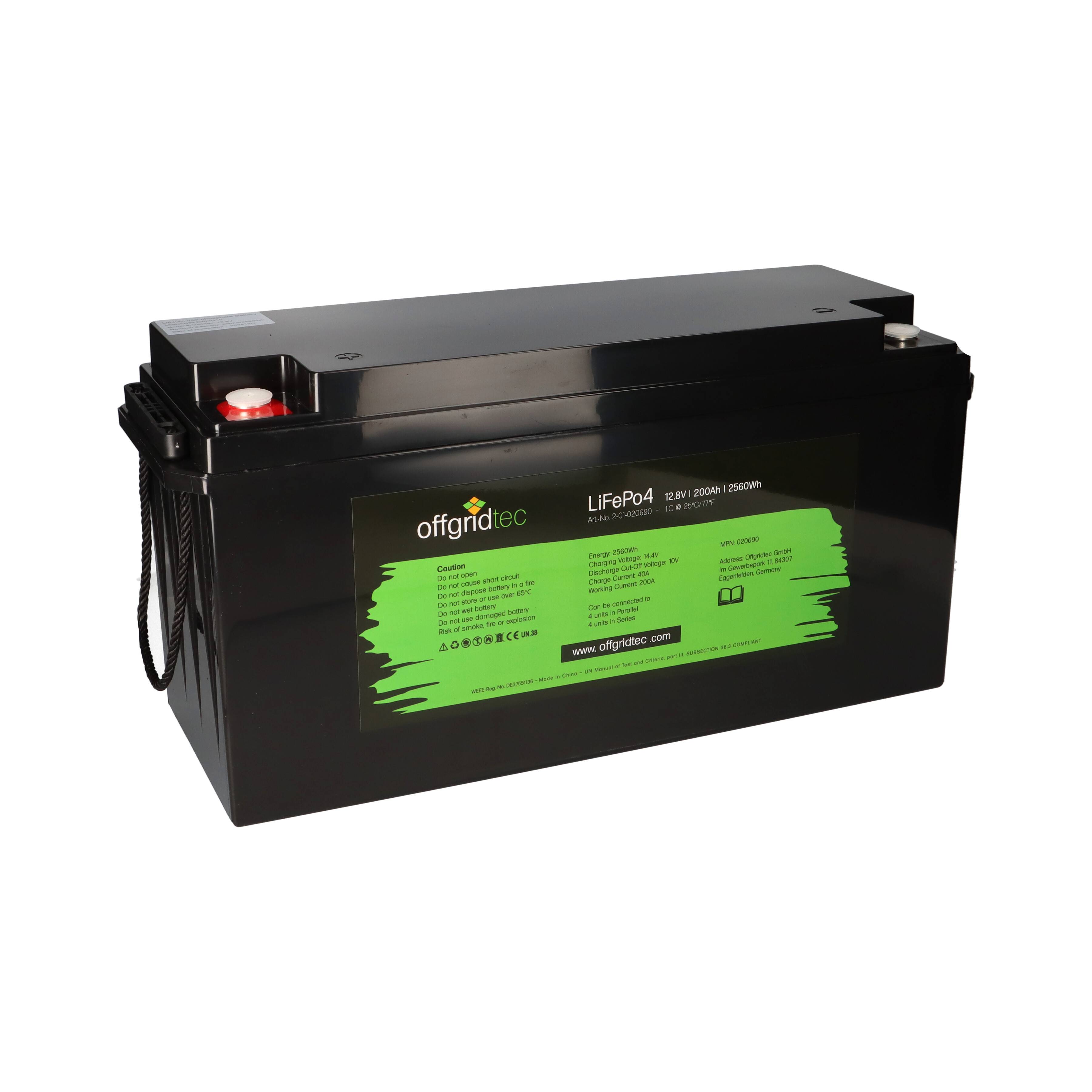 Offgridtec LifePo4 Akku 12/200 12,8V 200Ah BMS integriert 2560Wh