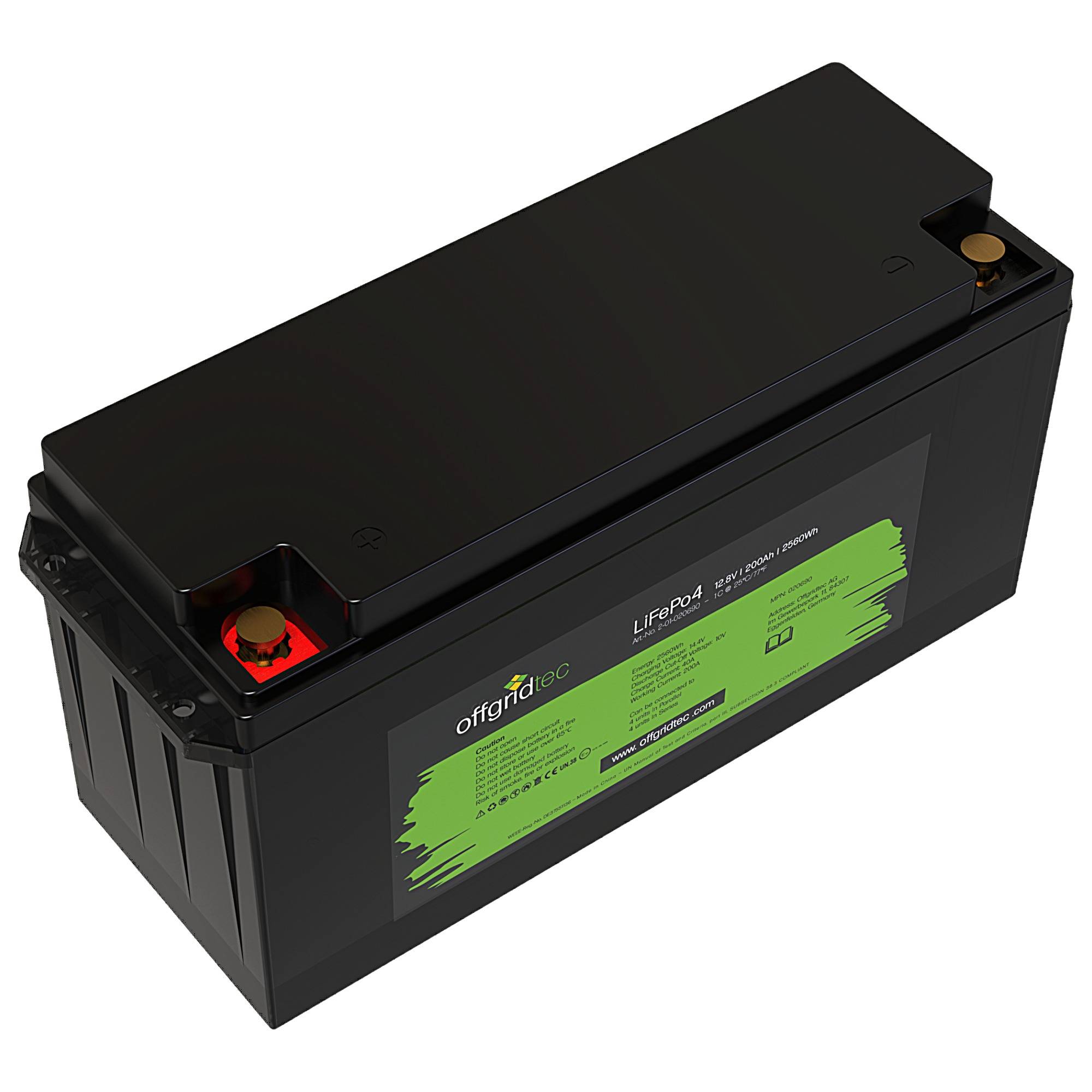 Offgridtec LiFePo4 Akku 12/200 12,8V 200Ah BMS integriert 2560Wh