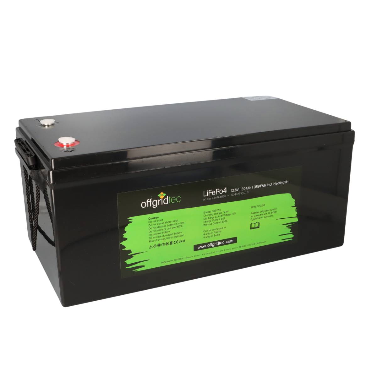 Offgridtec LifePO4 Akku 12/300 12,8V 304Ah mit BMS und Heizmatte 3891Wh