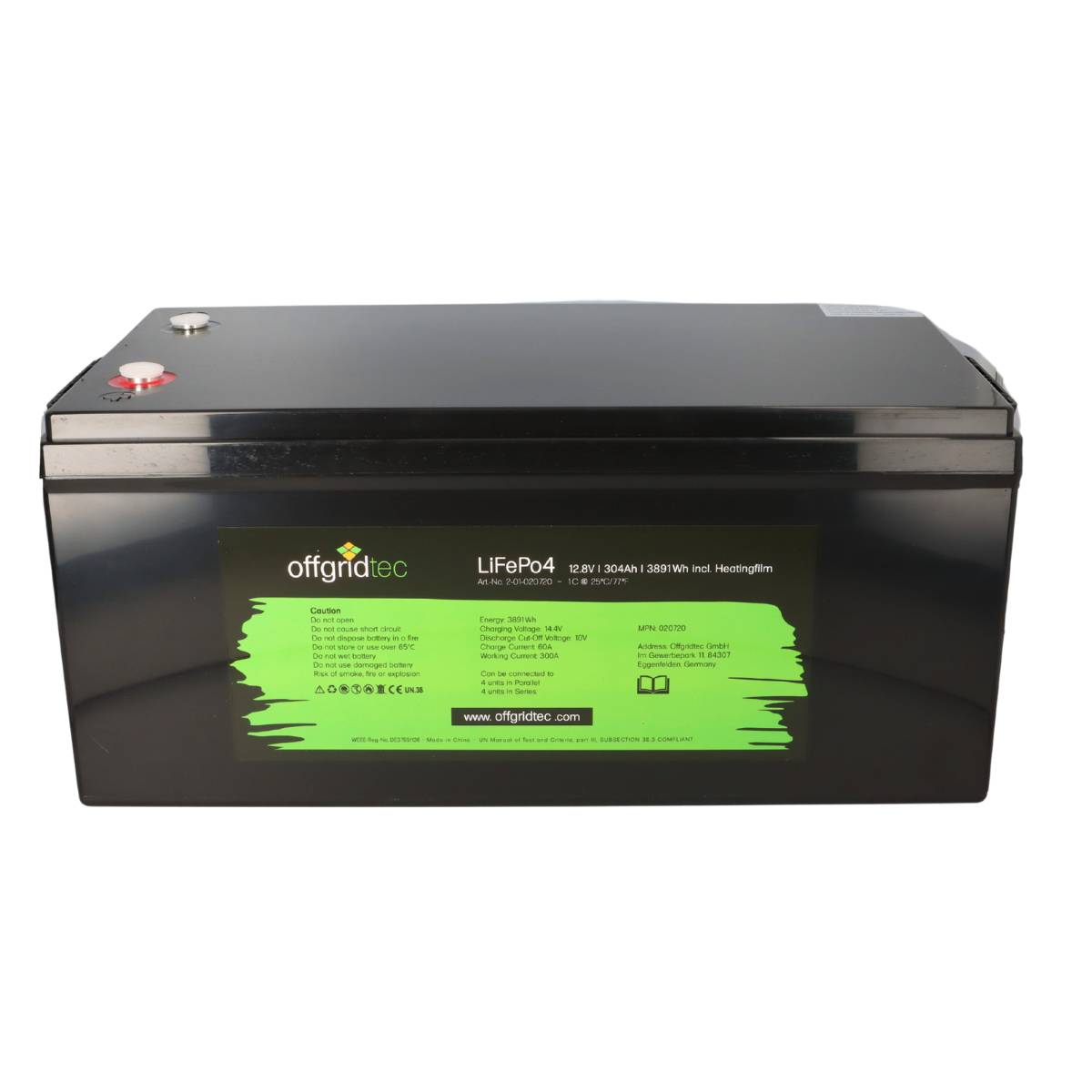 Offgridtec LifePO4 Akku 12/300 12,8V 304Ah mit BMS und Heizmatte 3891Wh