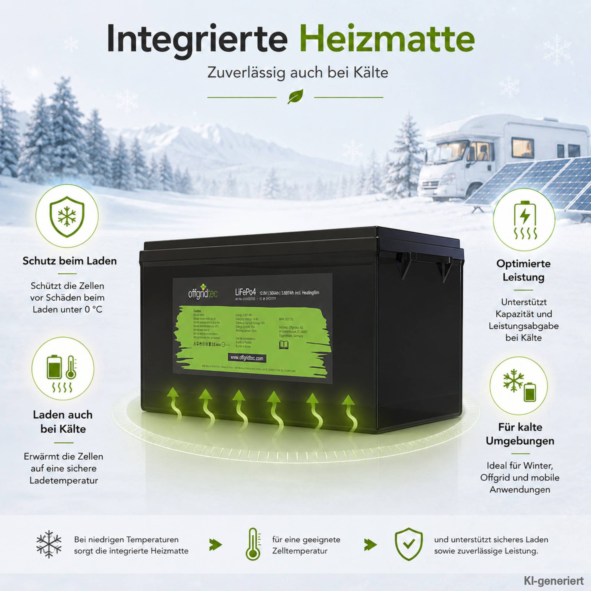 Offgridtec LifePO4 Akku 12/300 12,8V 304Ah mit BMS und Heizmatte 3891Wh