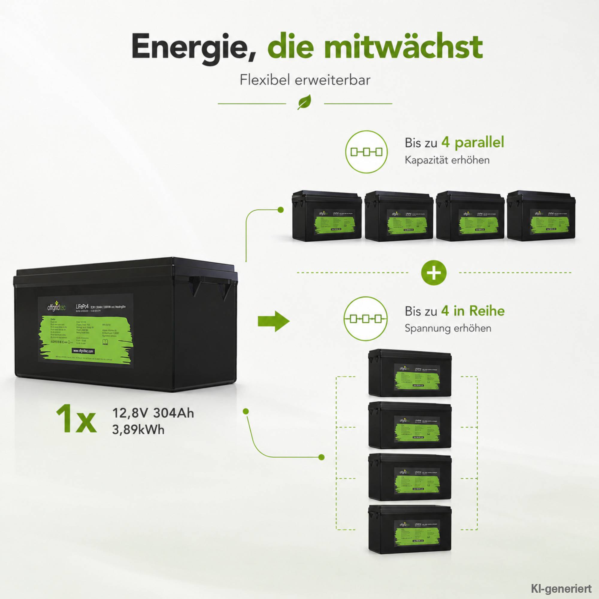 Offgridtec LifePO4 Akku 12/300 12,8V 304Ah mit BMS und Heizmatte 3891Wh