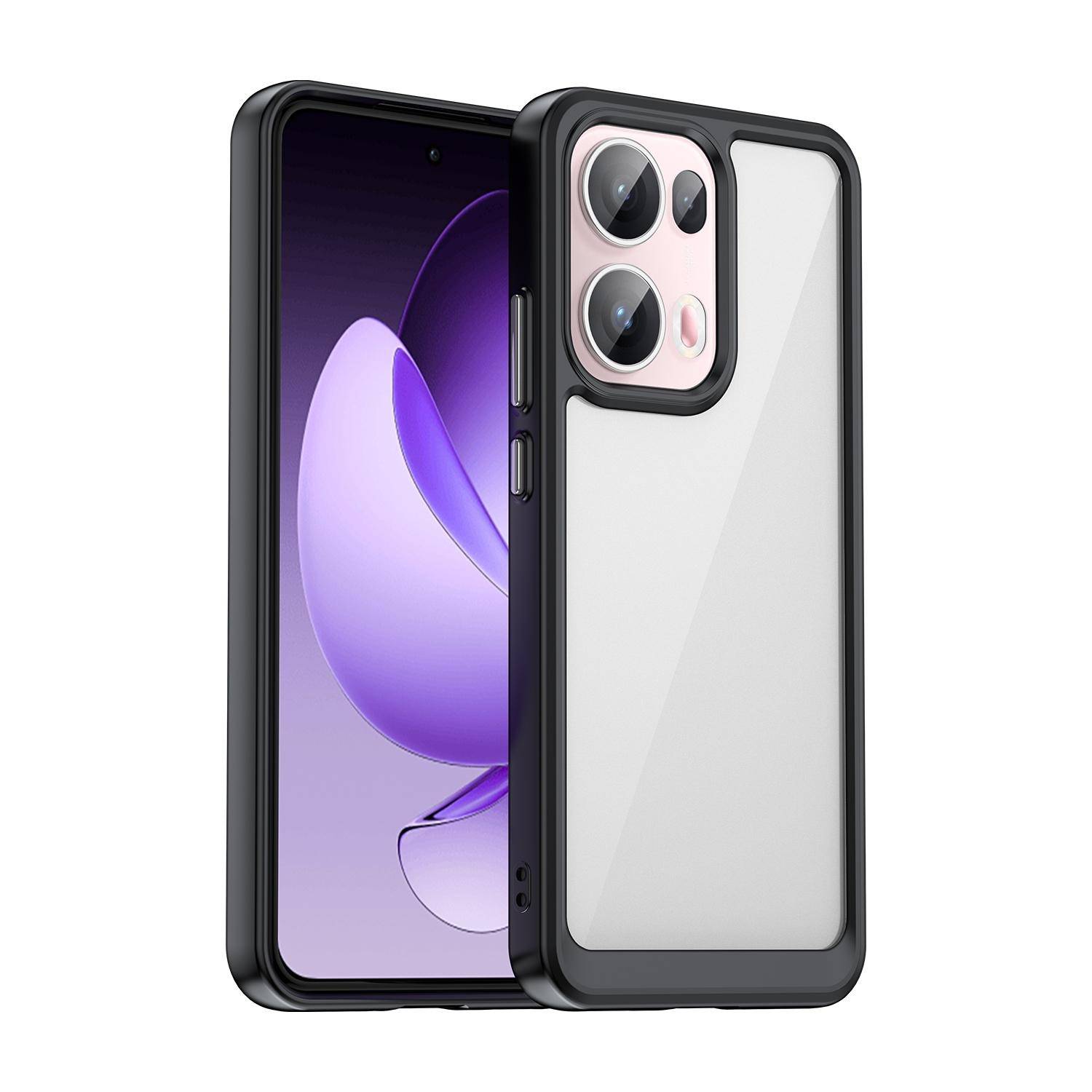 Für Oppo Reno 13 Pro 5G Colorful Series TPU Acryl Hybrid Schutz Hülle Schwarz