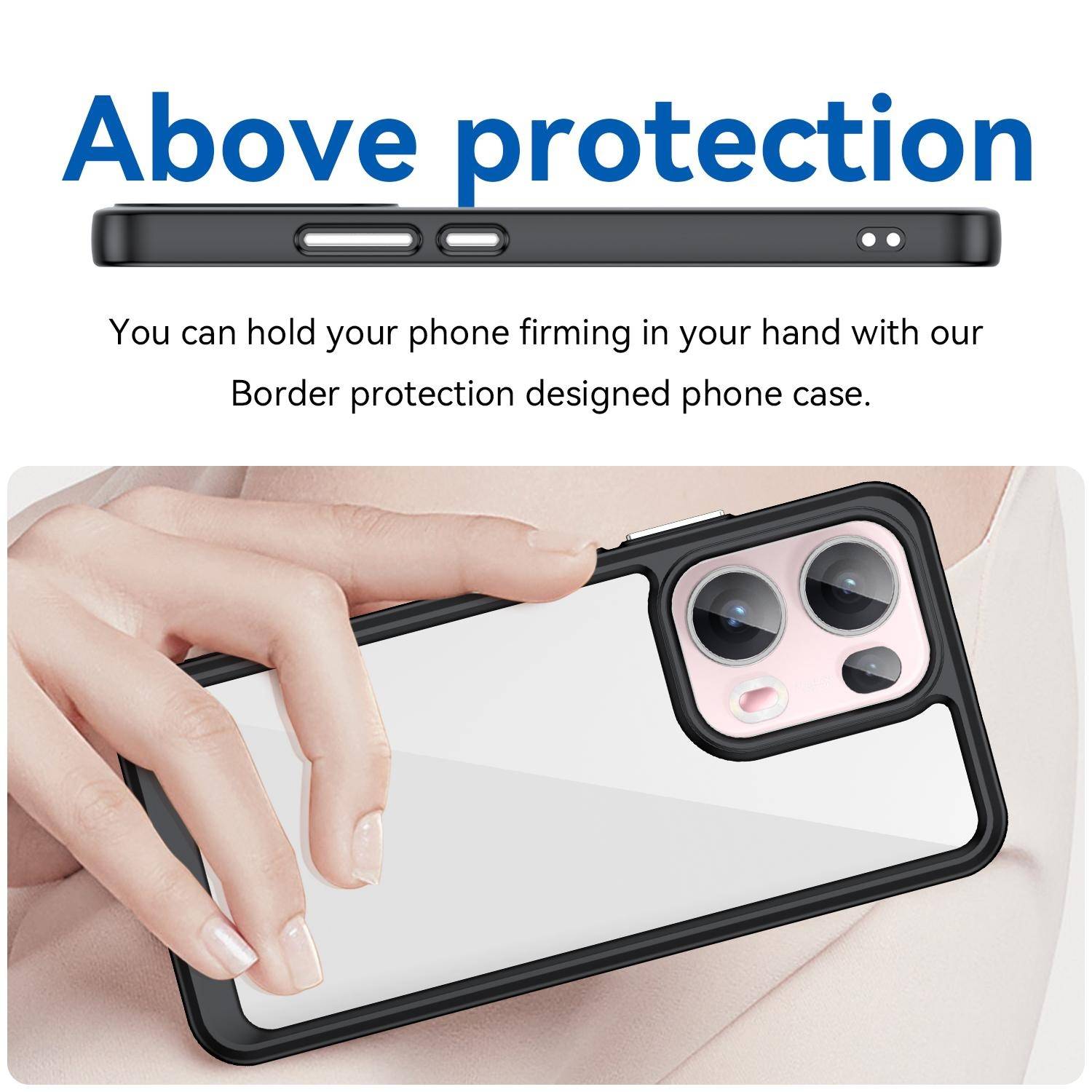 Für Oppo Reno 13 Pro 5G Colorful Series TPU Acryl Hybrid Schutz Hülle Schwarz