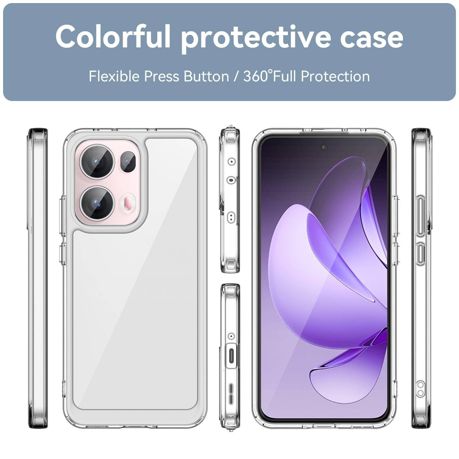 Für Oppo Reno 13 Pro 5G Colorful Serie TPU Acryl Hybrid Schutz Hülle Transparent