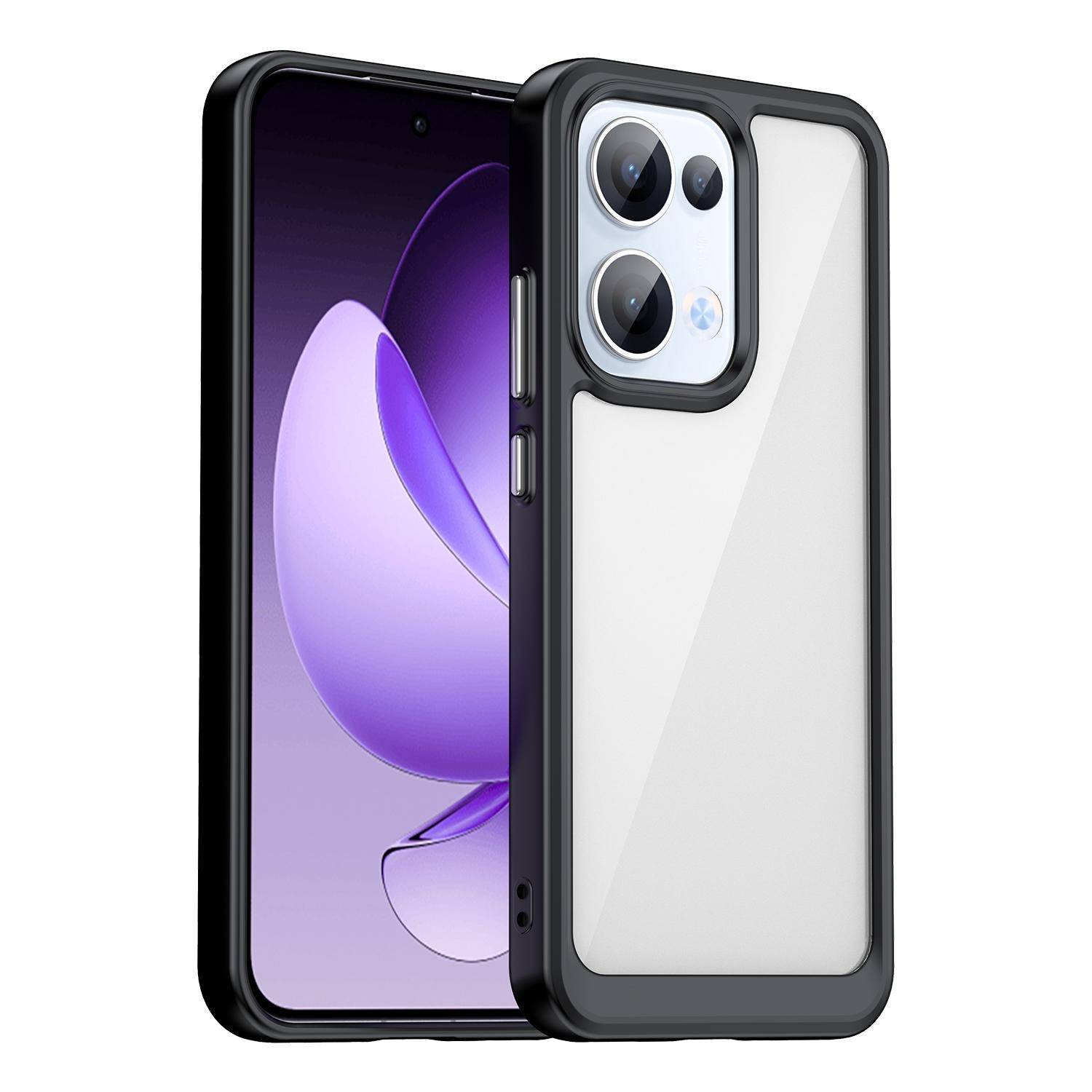 Für Oppo Reno 13 5G Colorful Series TPU Acryl Hybrid Schutz Hülle Case Schwarz