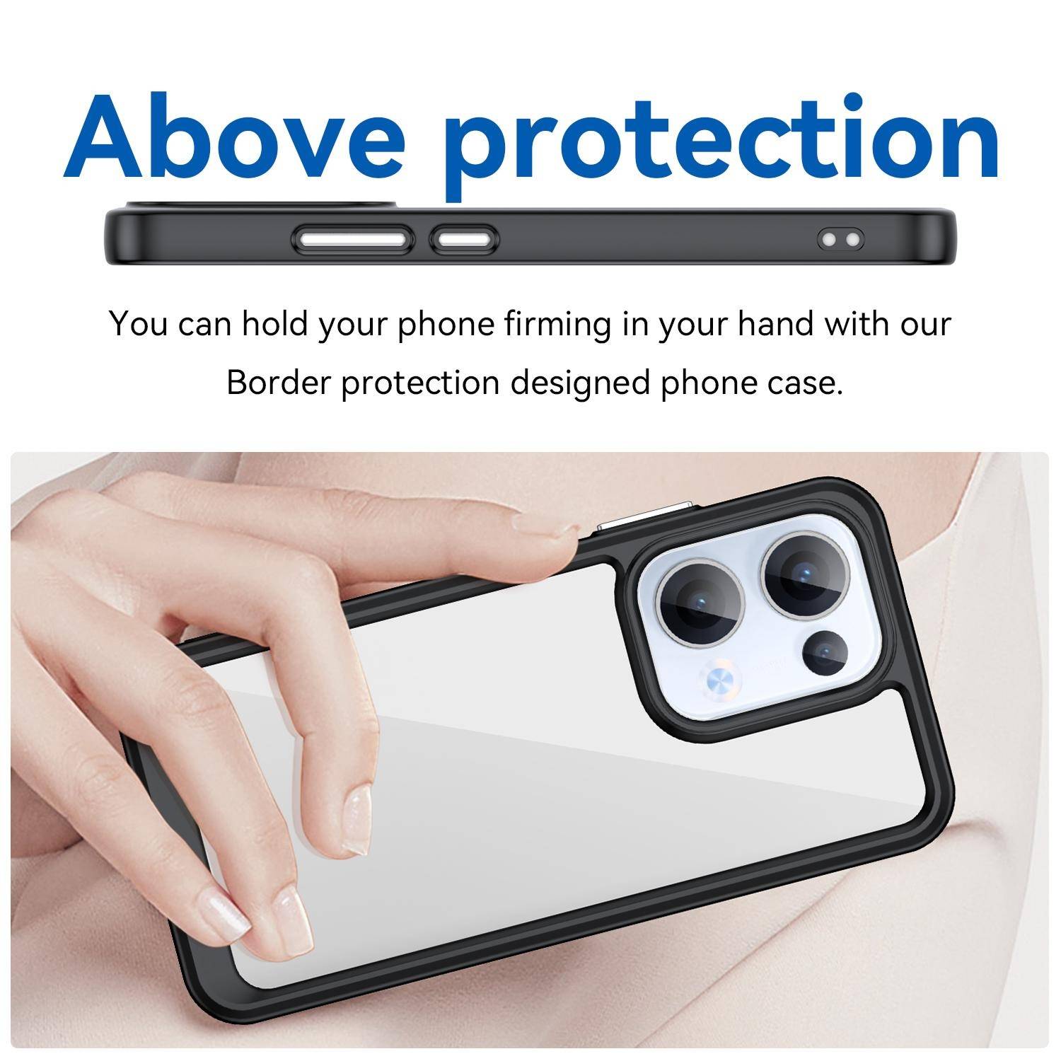 Für Oppo Reno 13 5G Colorful Series TPU Acryl Hybrid Schutz Hülle Case Schwarz