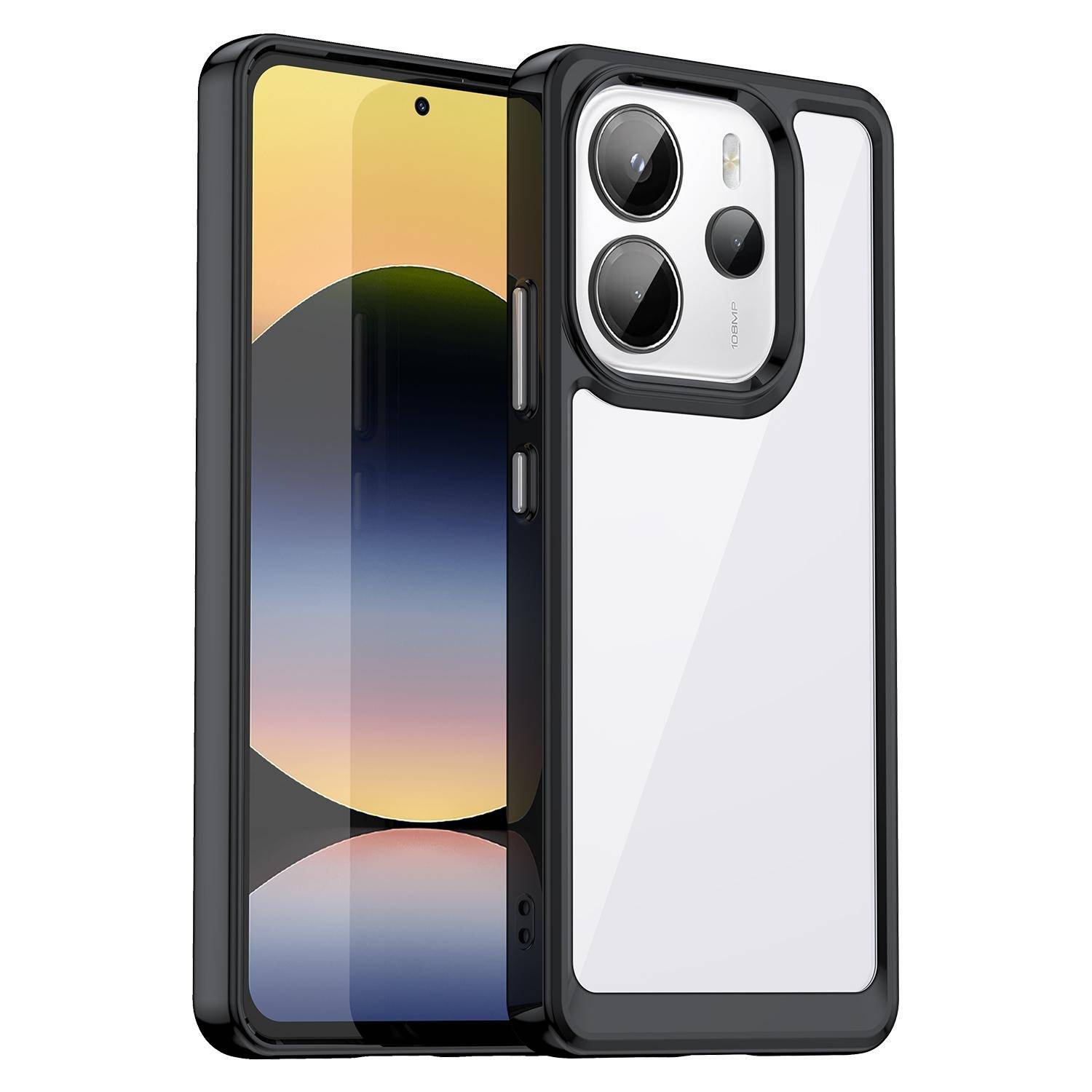 Für Xiaomi Redmi Note 14 4G Colorful Serie TPU Acryl Hybrid Schutz Hülle Schwarz
