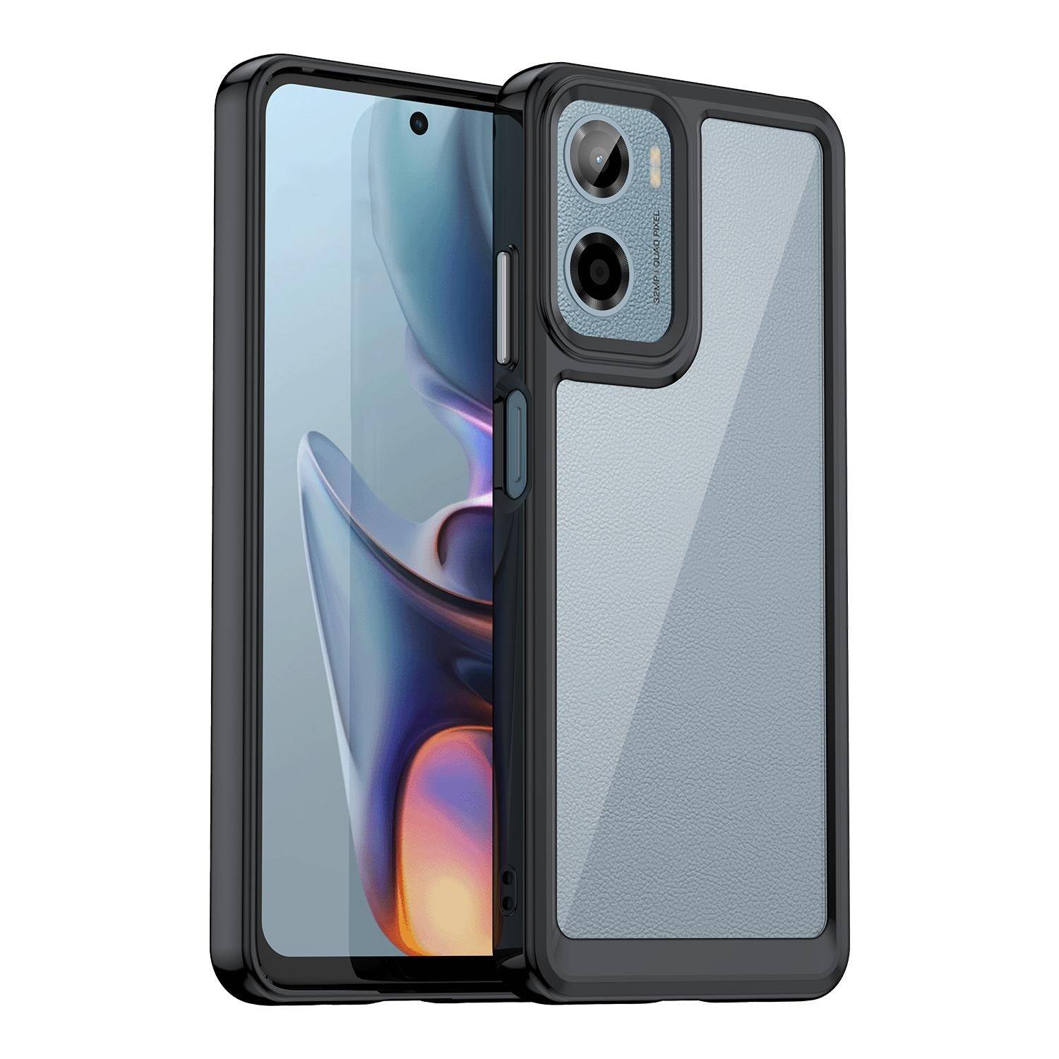 Für Motorola Moto G05 Colorful Series TPU Acryl Hybrid Schutz Hülle Case Schwarz