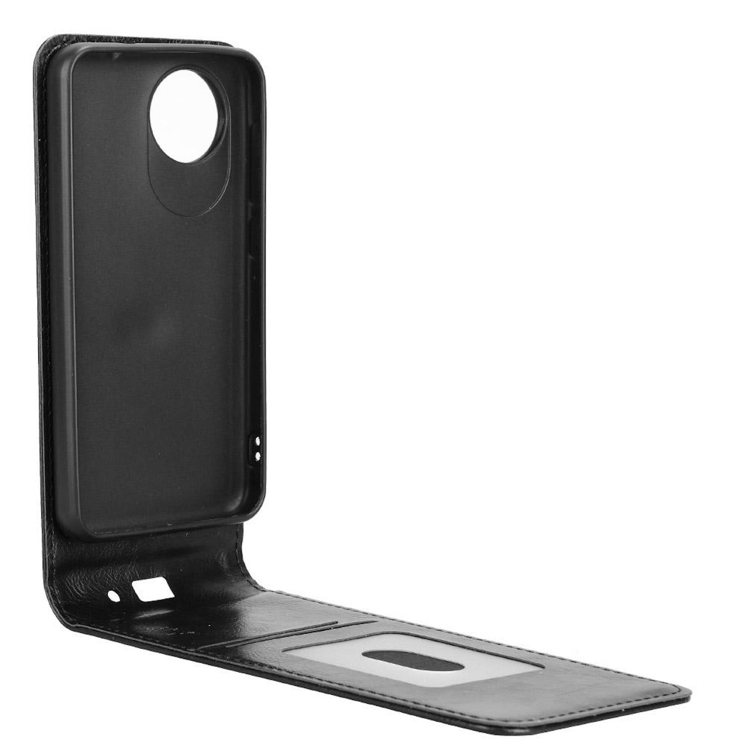 Für ZTE Blade A35 Lite Vertikale Kunstleder Flip Handy Tasche Hülle Case Schwarz