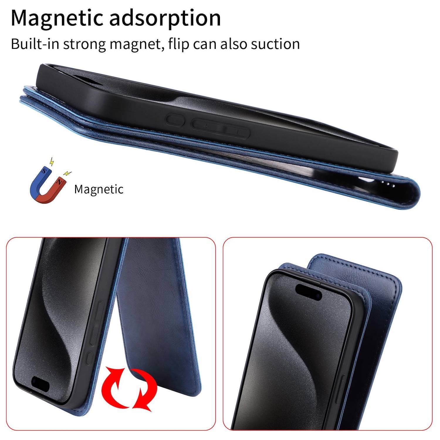 Für ZTE Blade A35 Lite Vertikale Kunstleder Flip Handy Tasche Hülle Case Blau