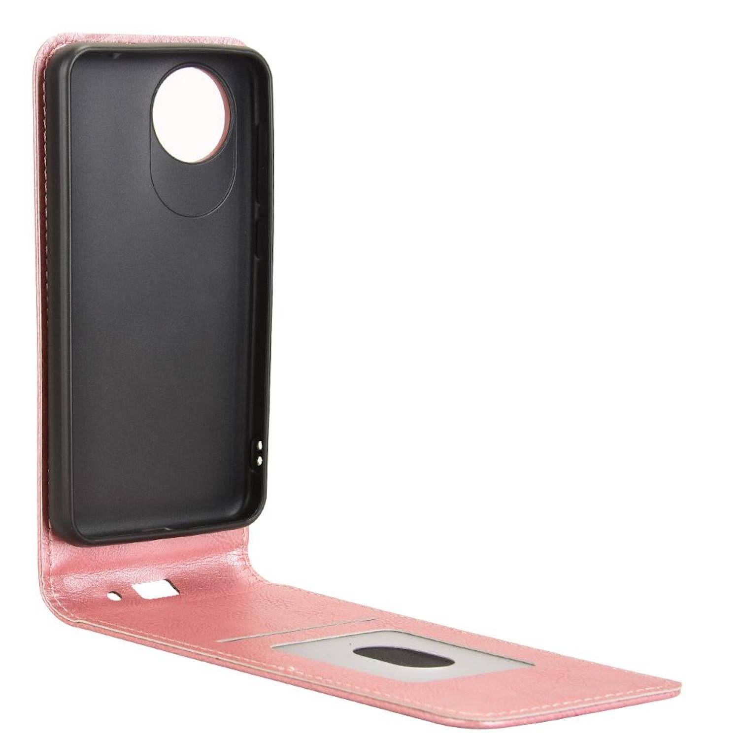 Für ZTE Blade A35 Lite Vertikale Kunstleder Flip Handy Tasche Hülle Case Rosa