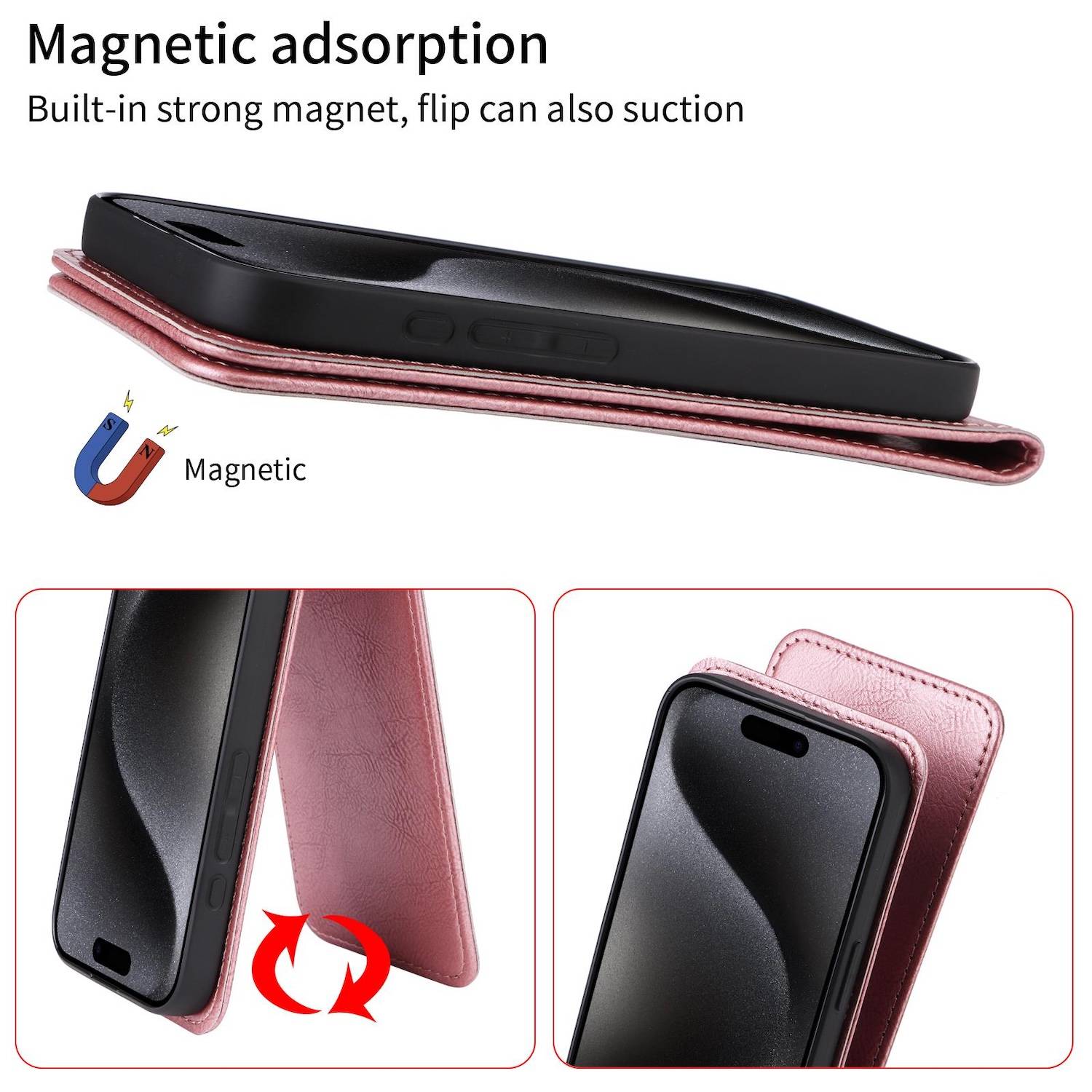 Für ZTE Blade A35 Lite Vertikale Kunstleder Flip Handy Tasche Hülle Case Rosa