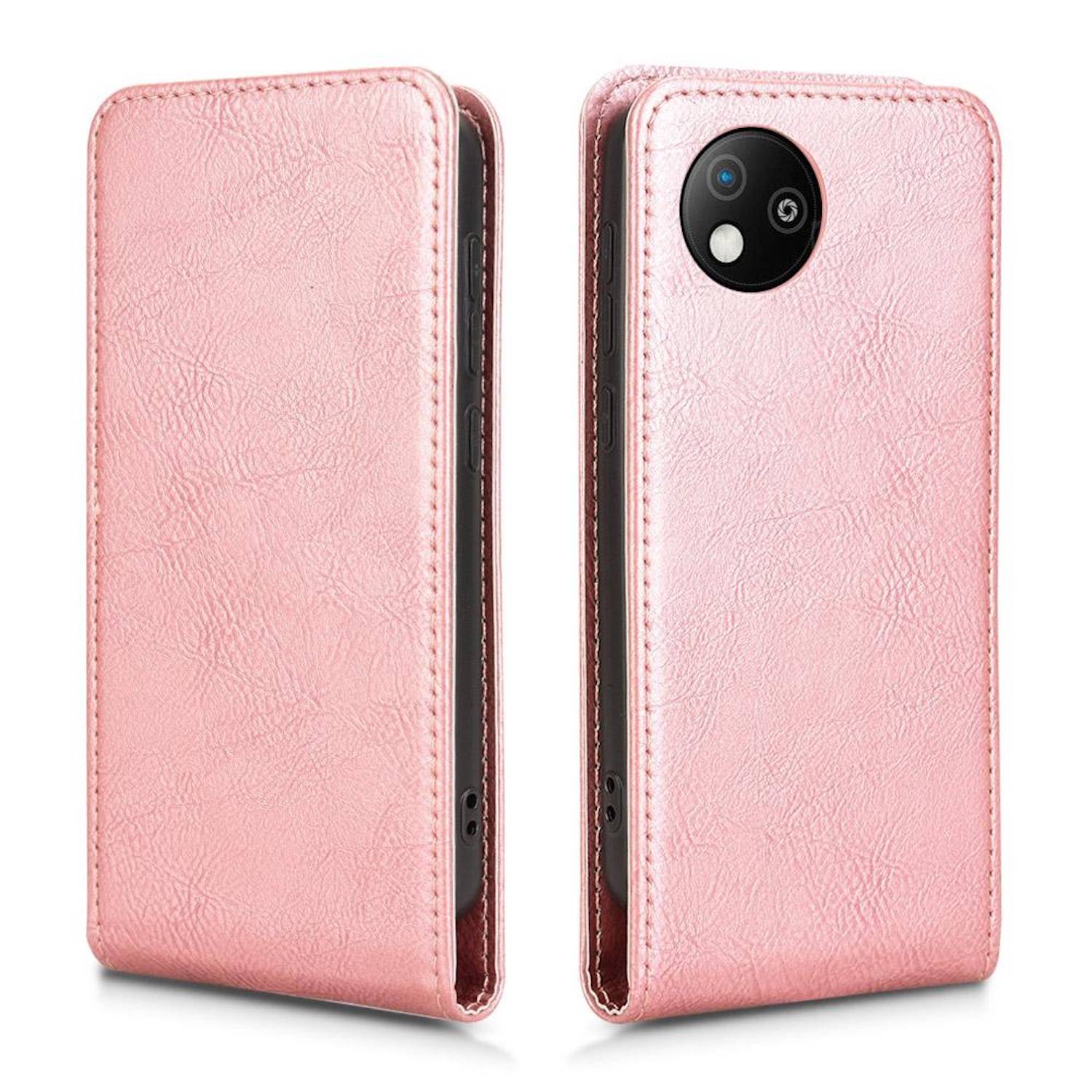 Für ZTE Blade A35 Lite Vertikale Kunstleder Flip Handy Tasche Hülle Case Rosa