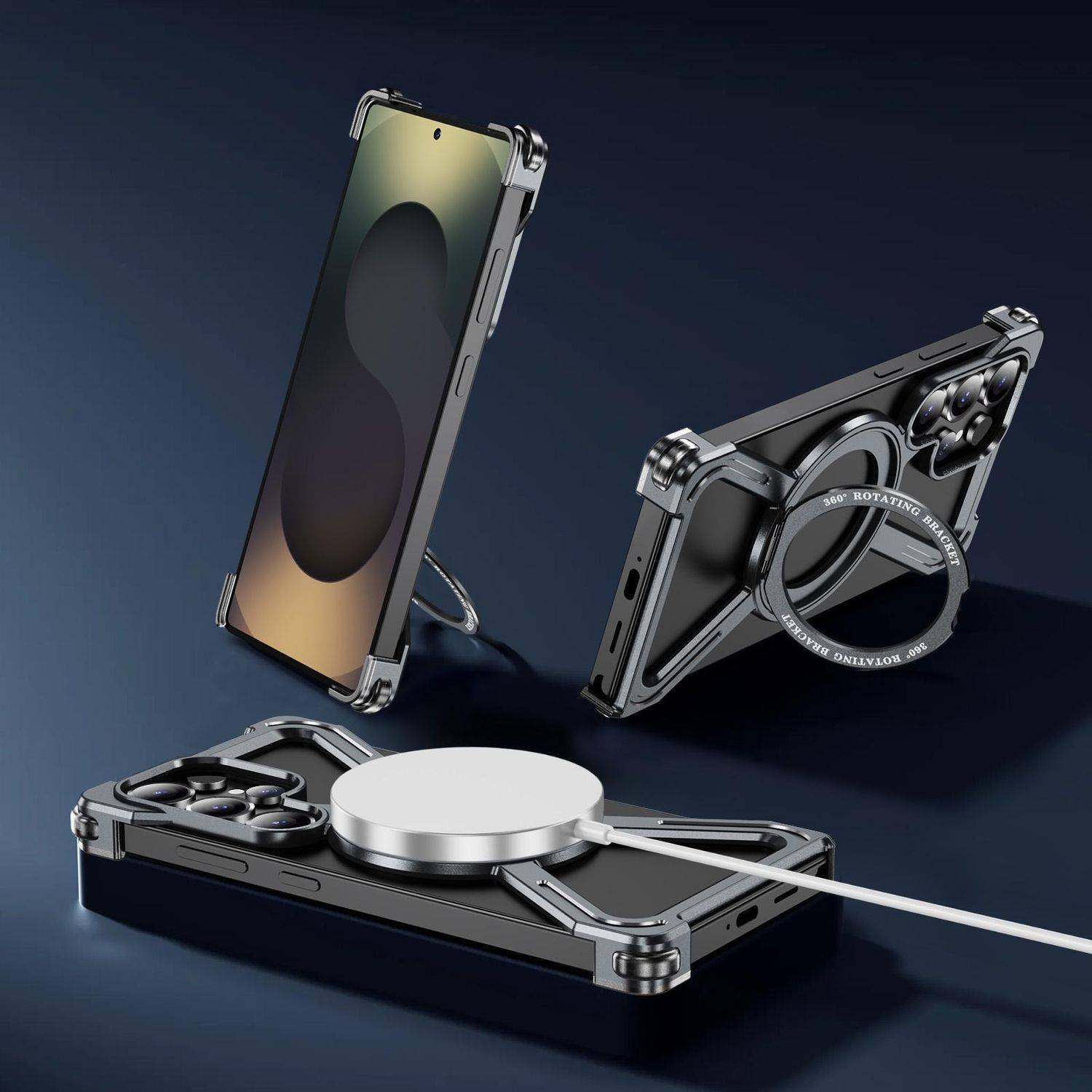 Für Samsung Galaxy S25 Ultra Titanlegierung MagSafe Magnetische Ring Hülle Grau