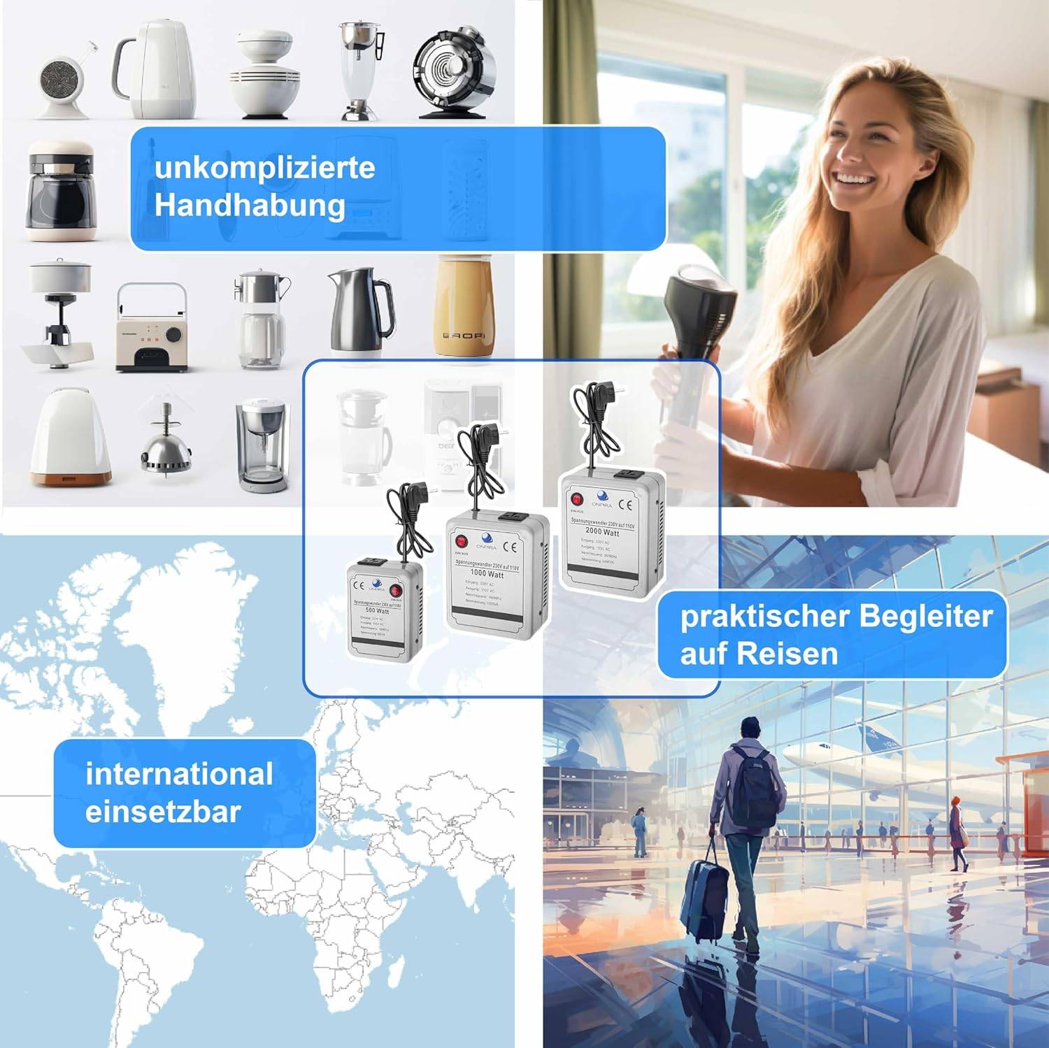 230V auf 110V Spannungswandler Transformator Wandler Umwandler Converter 220V AC 500W