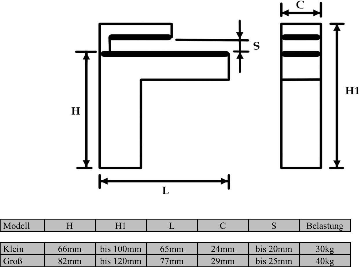 2x Regalhalter Regalträger Regal Aluminium Alu Chrom Glashalter Glas Design Chrom groß